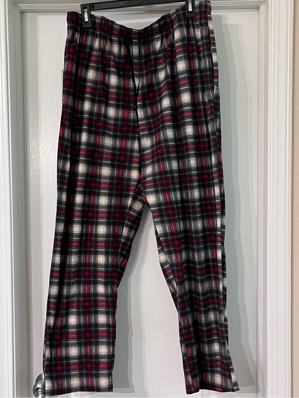 Nautica Red/Black/White Plaid Design Lounge Pants W/Adjustable Drawstring